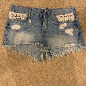 Hollister Jean shorts with lace pocket accents